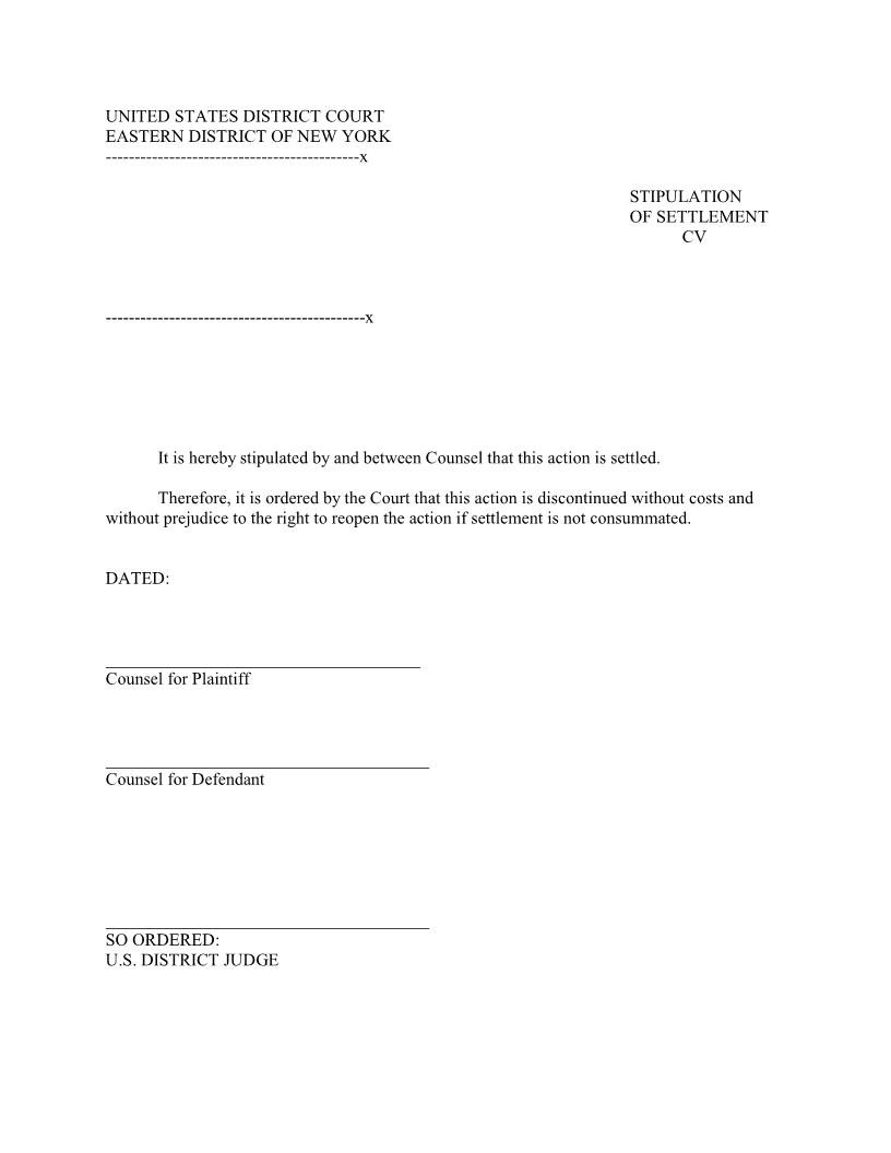 Stipulation Of Settlement CV | Pdf Fpdf Docx | New York