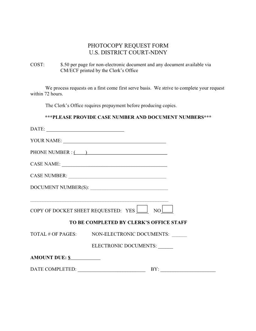 Photocopy Request Form {NDNY PRF} | Pdf Fpdf Docx | New York