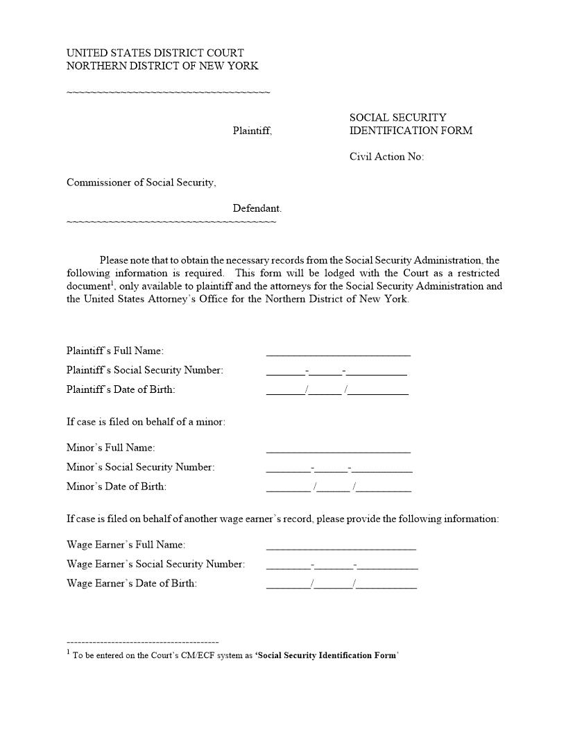 Social Security Identification Form {NDNY SSID} | Pdf Fpdf Docx | New York