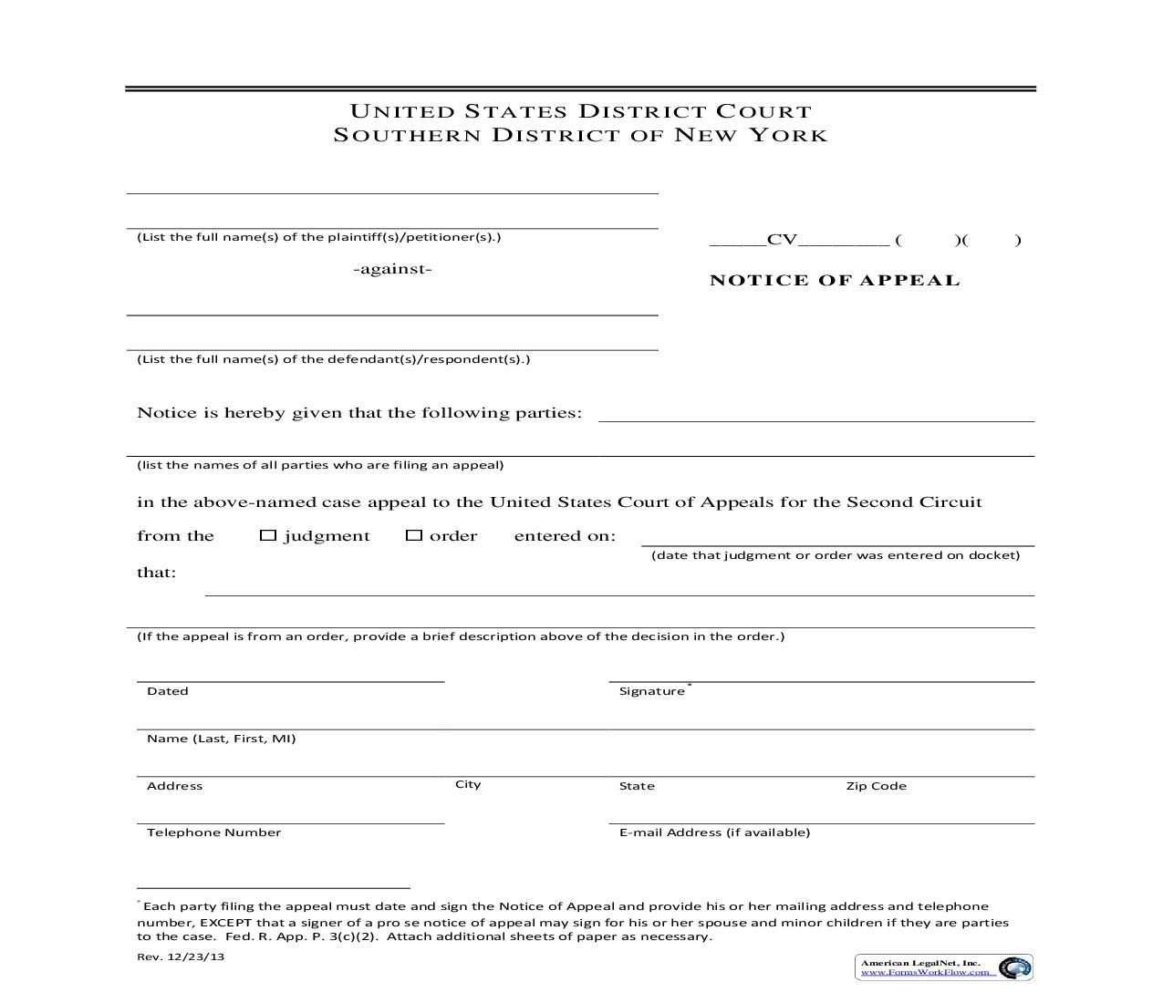 Notice Of Appeal | Pdf Fpdf Doc Docx | New York