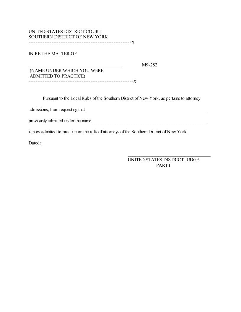 Order (Attorney Name Change) {SDNY OANC} | Pdf Fpdf Docx | New York