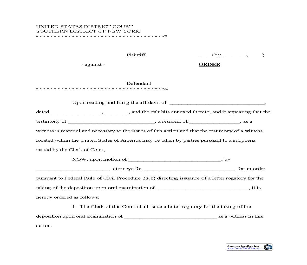 Order (To Take Evidence Abroad) | Pdf Fpdf Doc Docx | New York