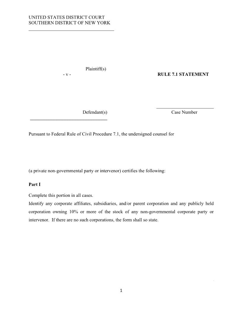 Rule 7.1 Statement | Pdf Fpdf Doc Docx | New York