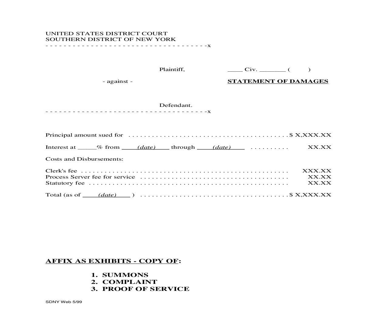 Statement Of Damages | Pdf Fpdf Doc Docx | New York