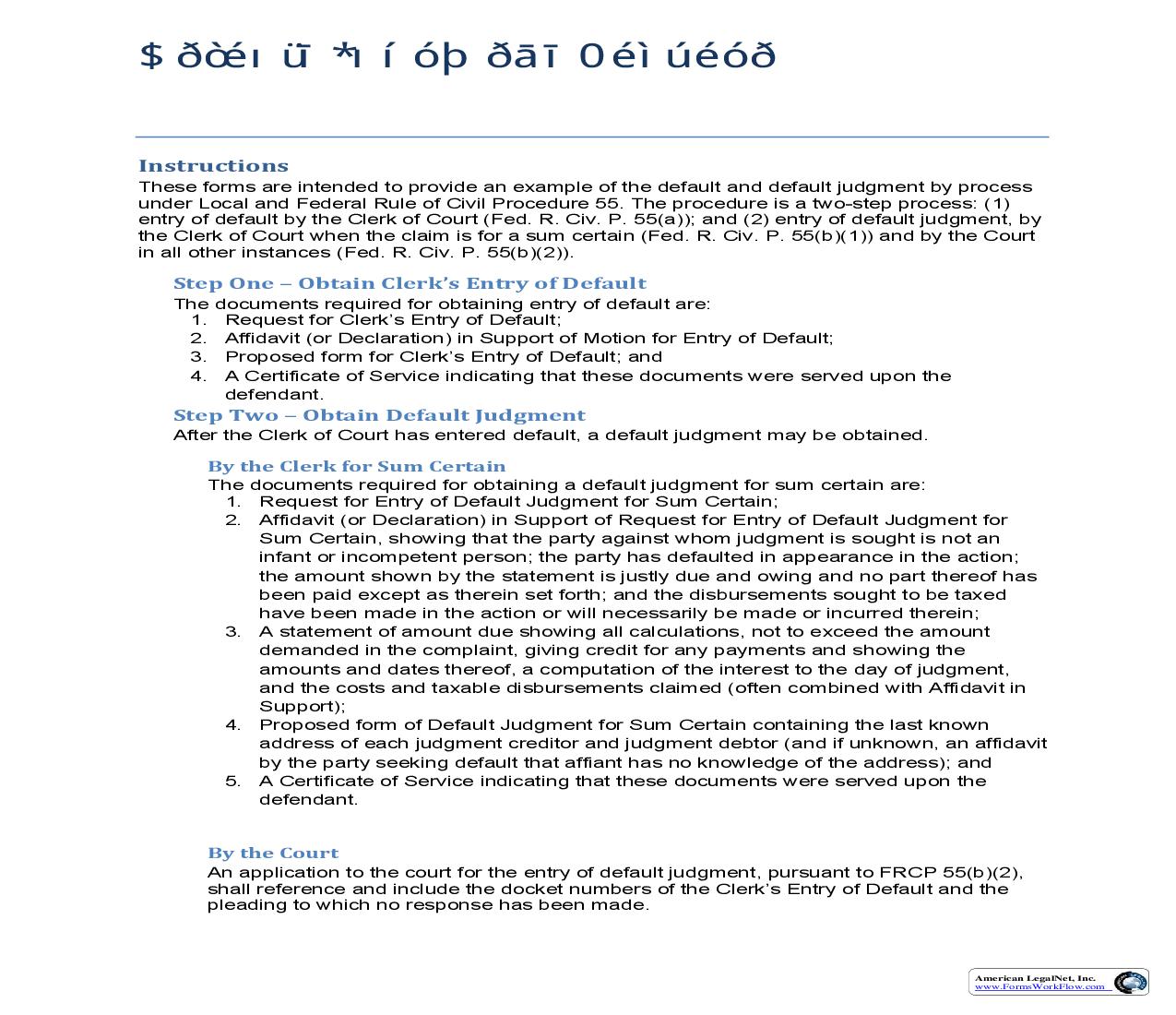 Default Judgment Package | Pdf Fpdf Doc Docx | New York