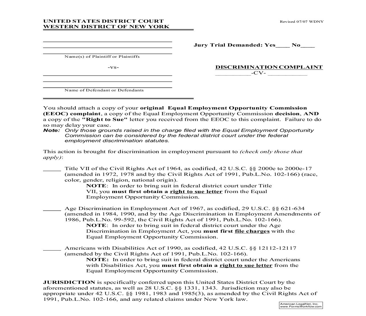 Discrimination Complaint | Pdf Fpdf Doc Docx | New York