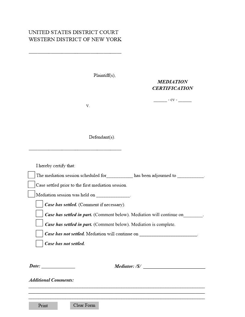 Mediation Certification | Pdf Fpdf Doc Docx | New York