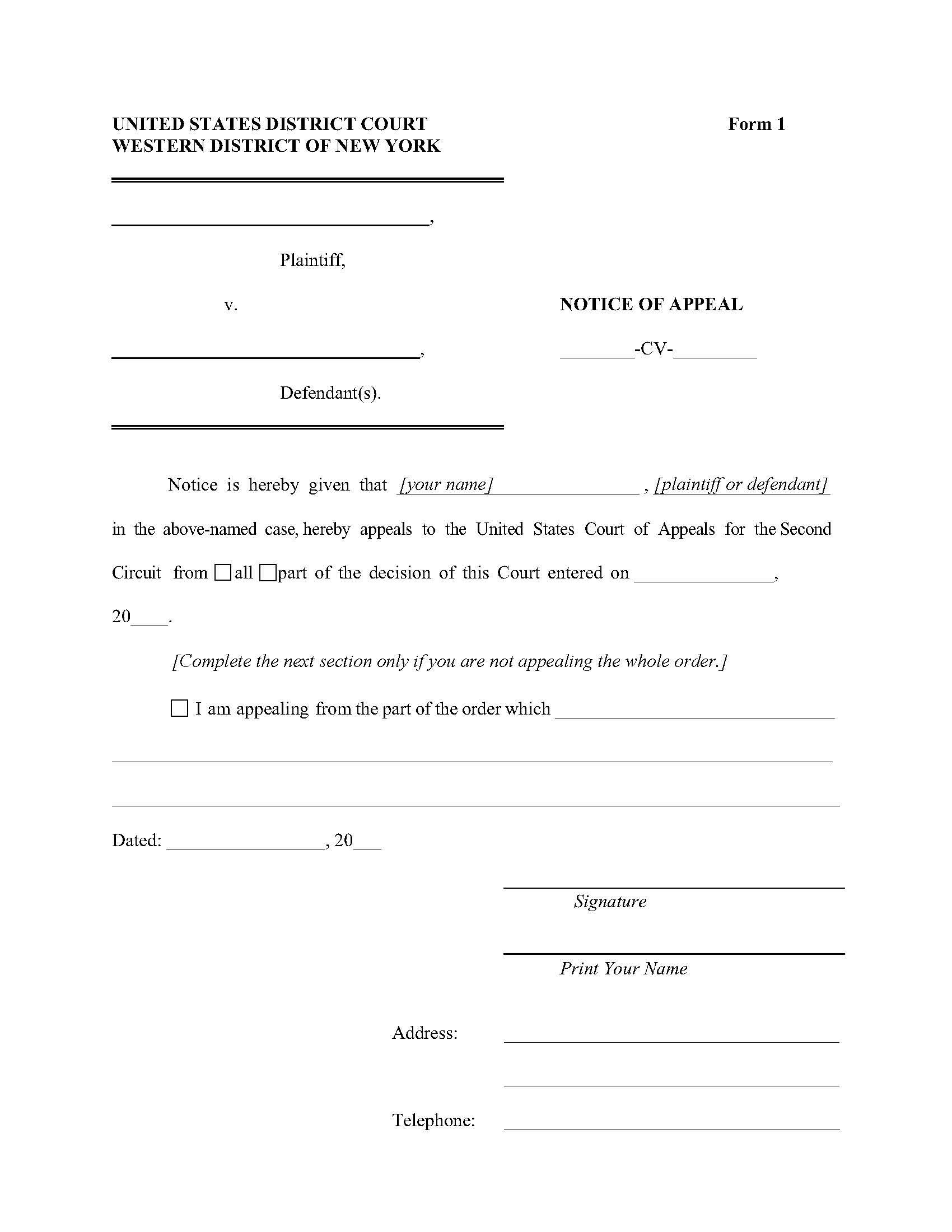Notice Of Appeal | Pdf Fpdf Doc Docx | New York