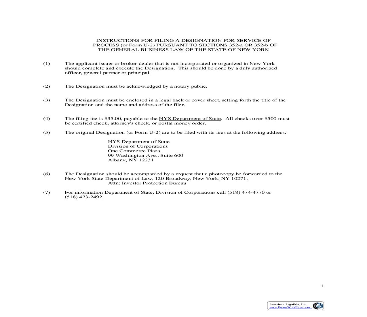 Form U-2 Uniform Consent To Service Of Process {U-2} | Pdf Fpdf Doc Docx | New York