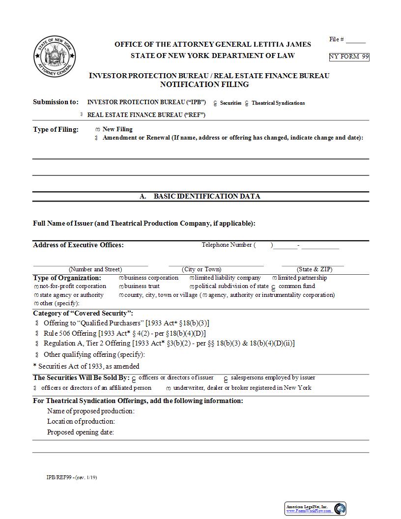 Notification Filing {99} | Pdf Fpdf Docx | New York