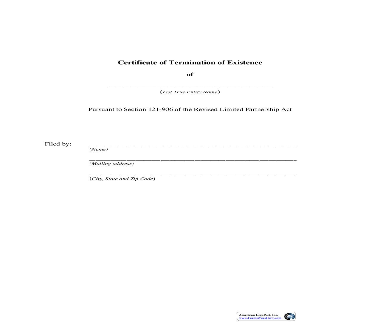 Certificate Of Termination Cover Sheet | Pdf Fpdf Doc Docx | New York
