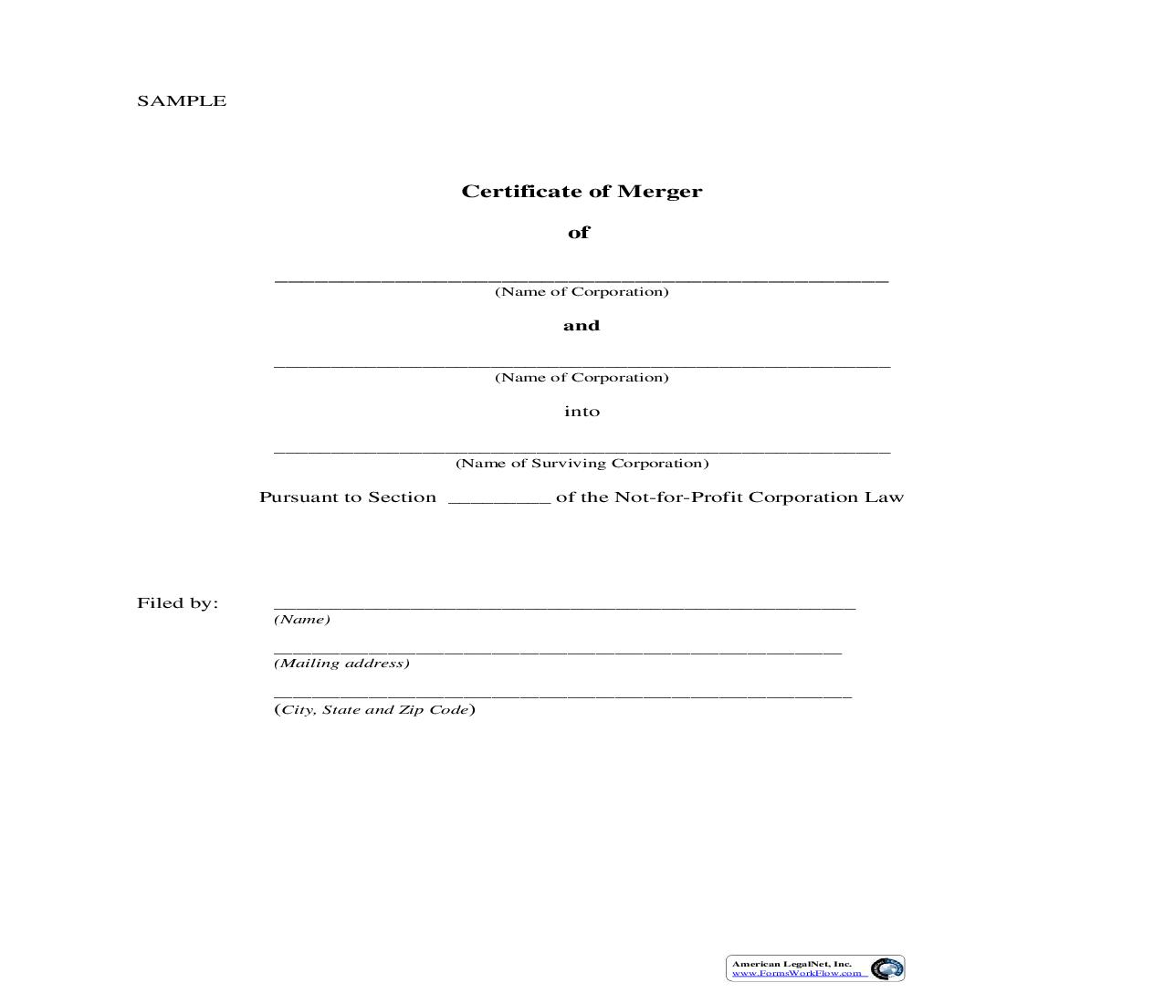 Merger Cover Sheet (Sample And Form) | Pdf Fpdf Doc Docx | New York