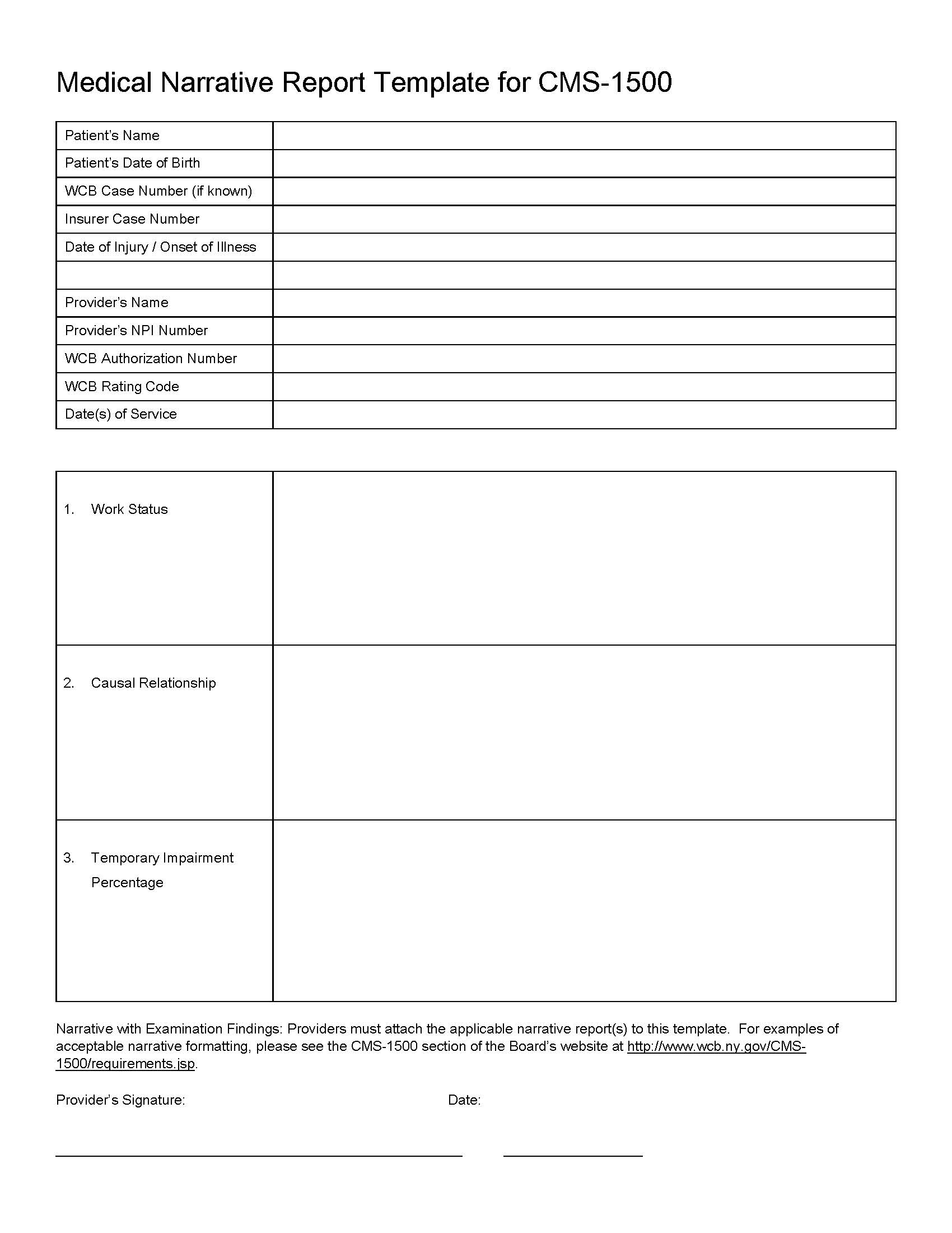 Medical Narrative Report Template For CMS-1500 | Pdf Fpdf Docx | New York