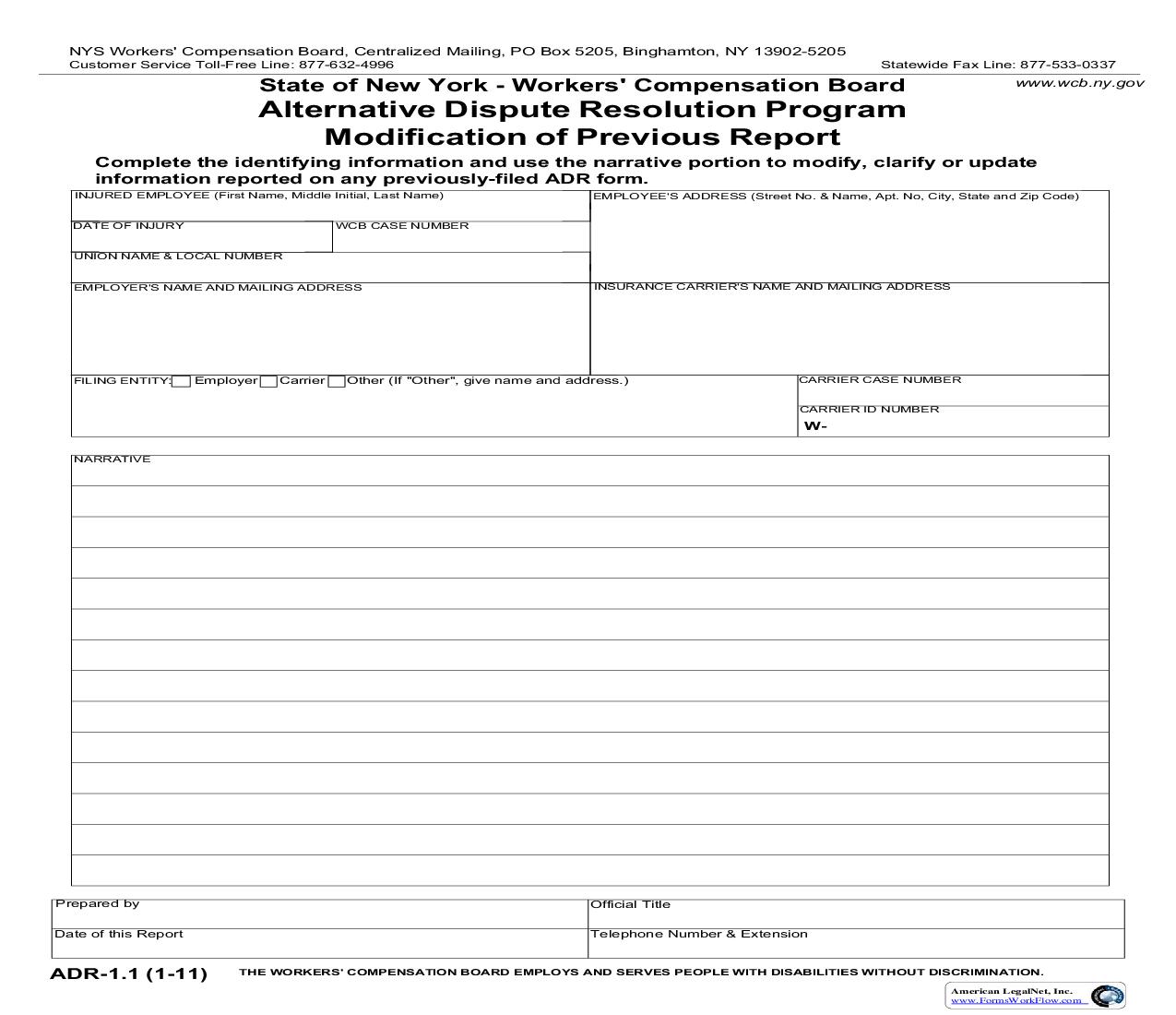 Modification Of Previous Report (ADR Program) {ADR-1.1} | Pdf Fpdf Doc Docx | New York