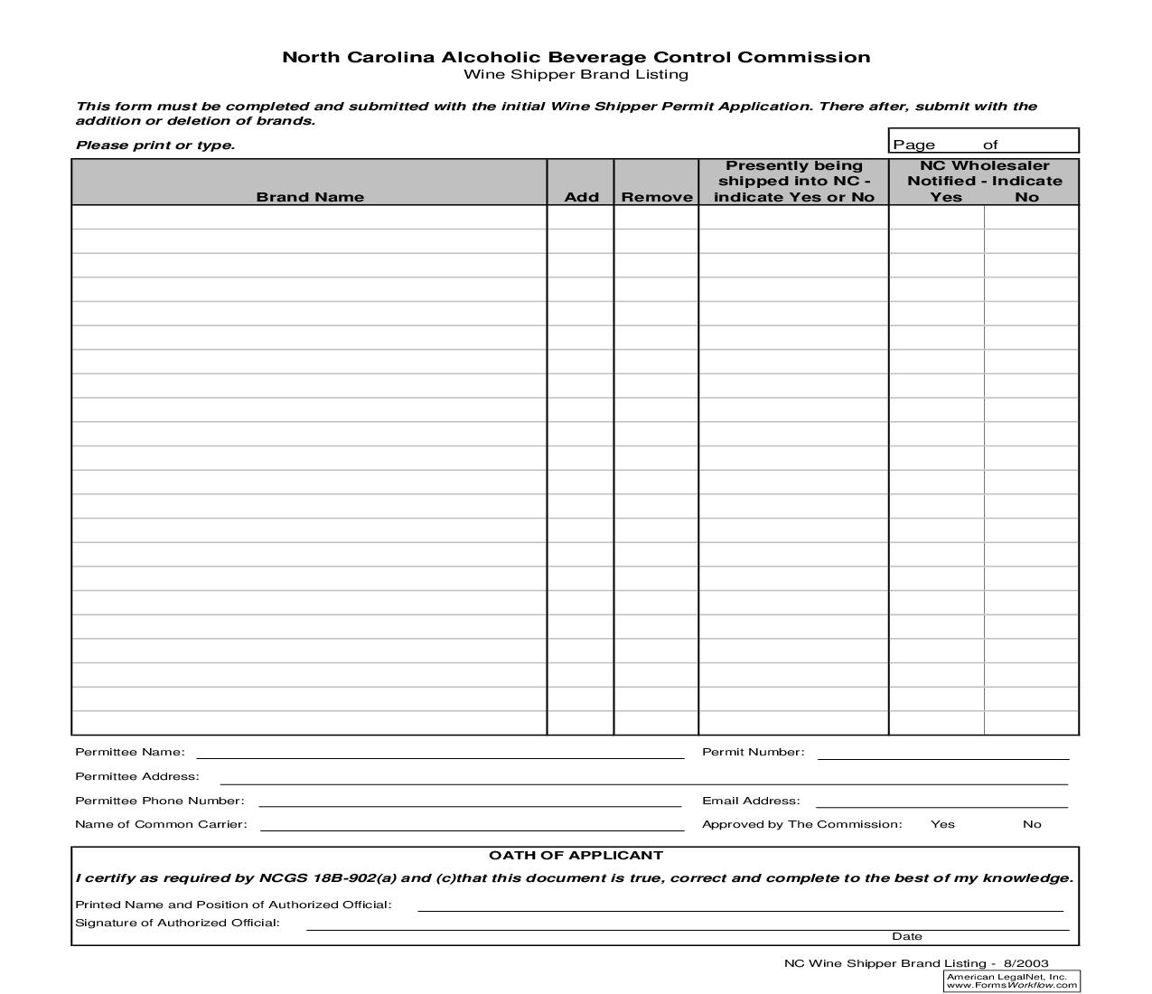 Wine Shipper Brand Listing | Pdf Fpdf Doc Docx | North Carolina