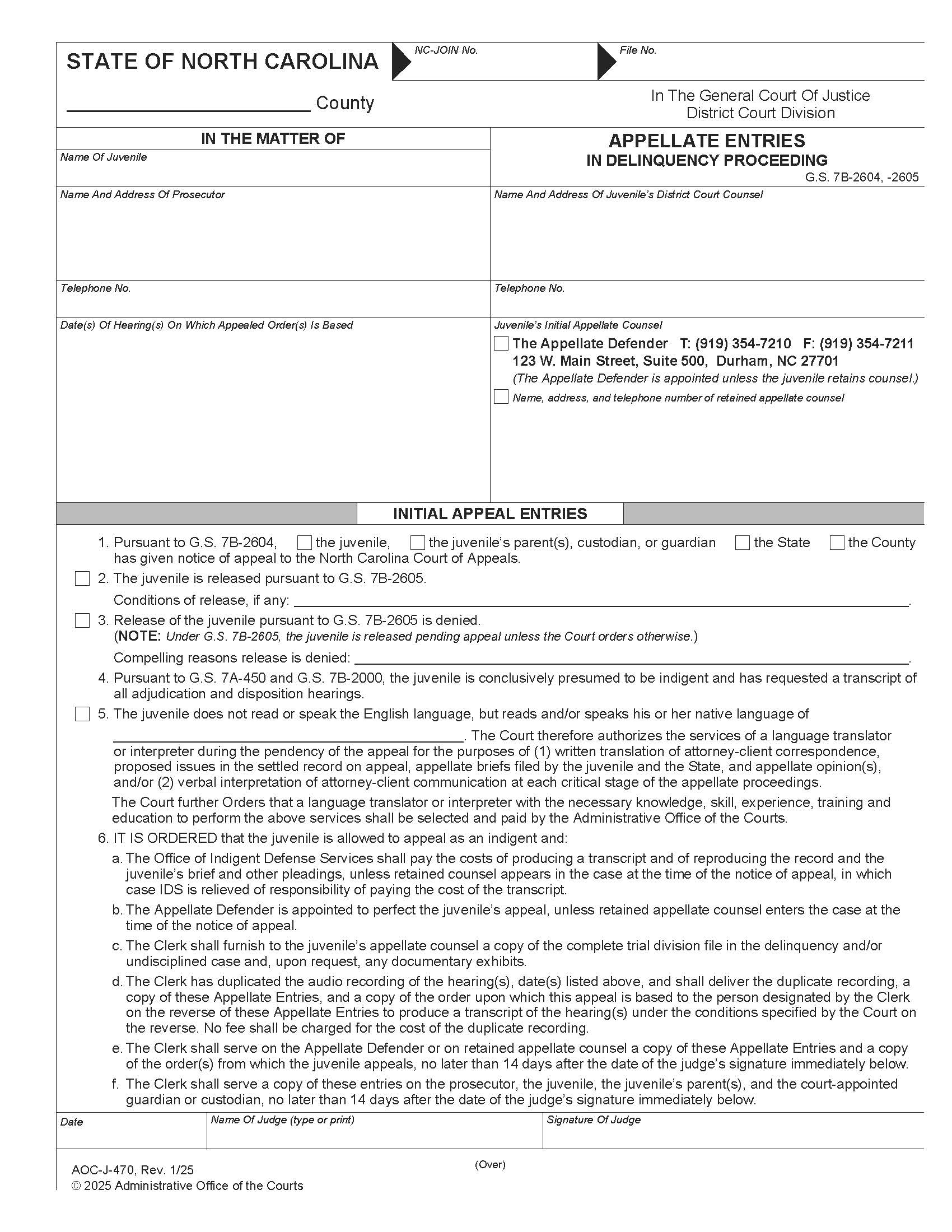 Appellate Entries In Delinquency Proceeding {J-470} | Pdf Fpdf Docx | North Carolina