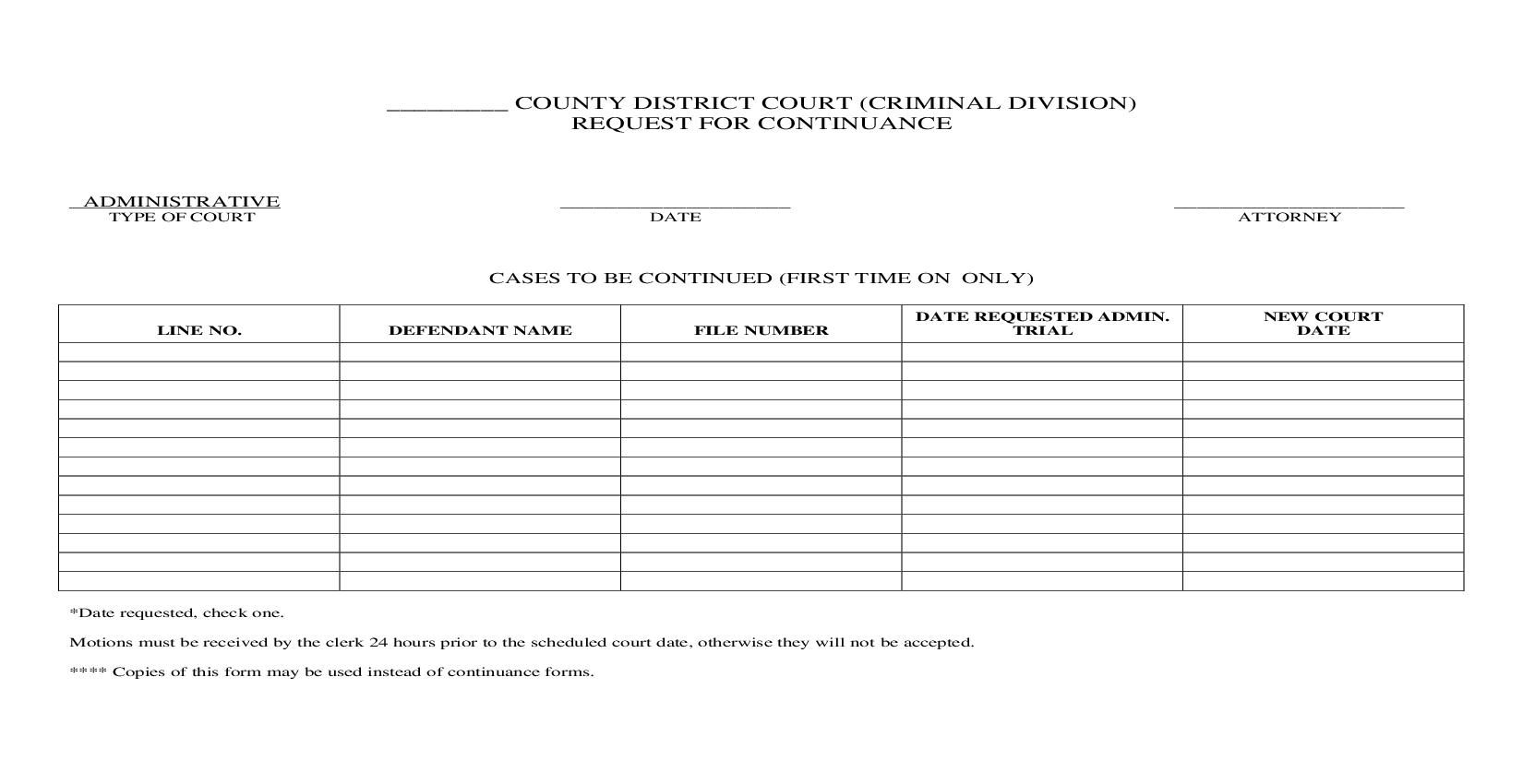 Request For Continuance | Pdf Fpdf Doc Docx | North Carolina