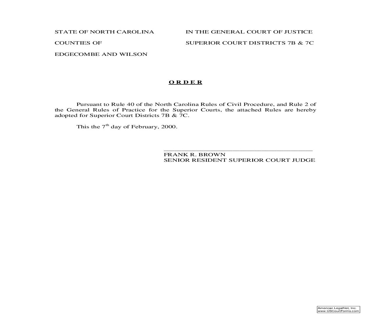 Order {7B-C} | Pdf Fpdf Doc Docx | North Carolina