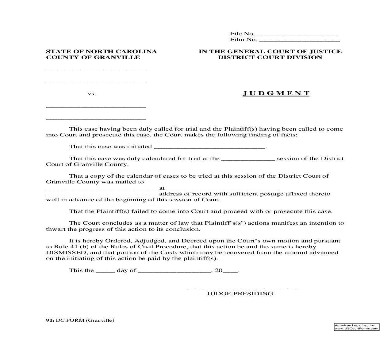 Judgment | Pdf Fpdf Doc Docx | North Carolina