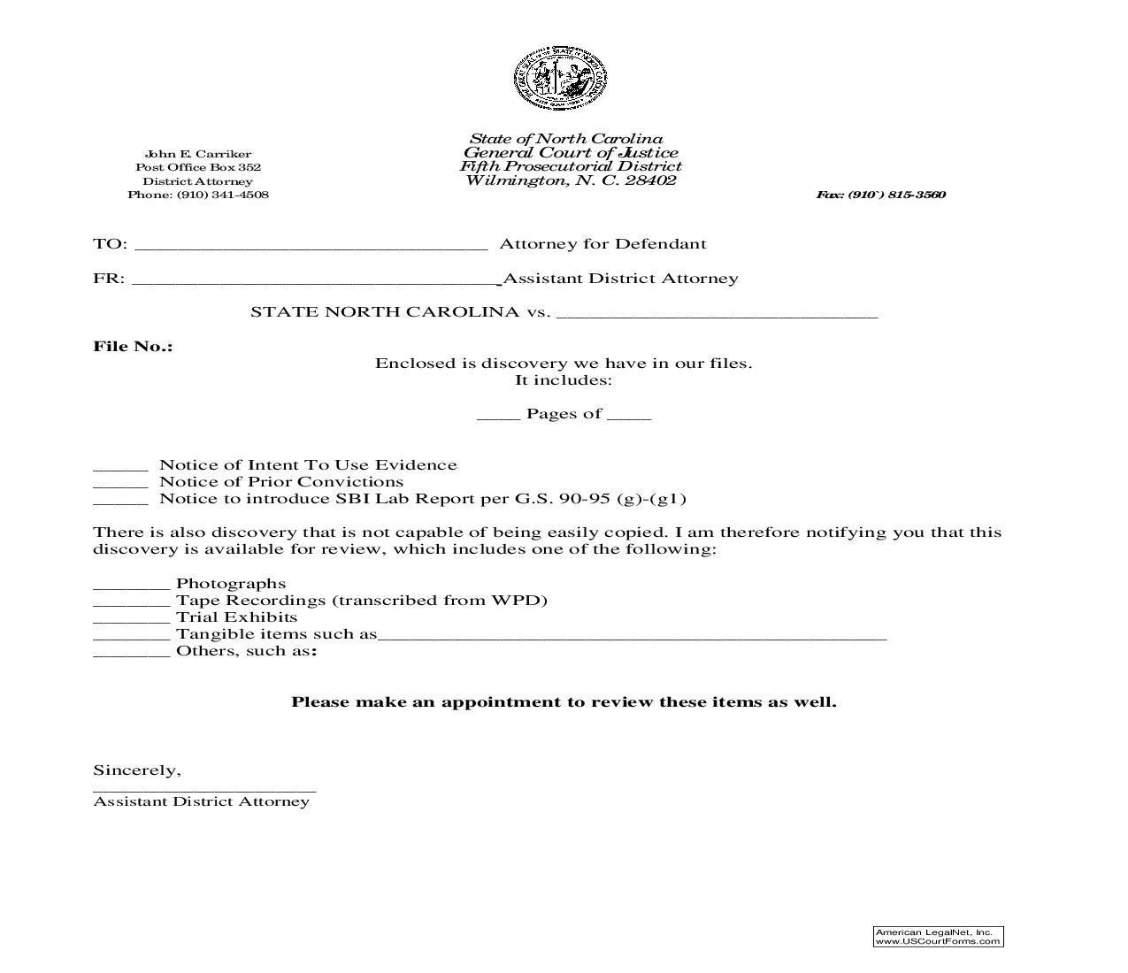 Discovery Disclosure Request For Reciprocal Discovery Notice Of Intent To Use Evidence | Pdf Fpdf Doc Docx | North Carolina