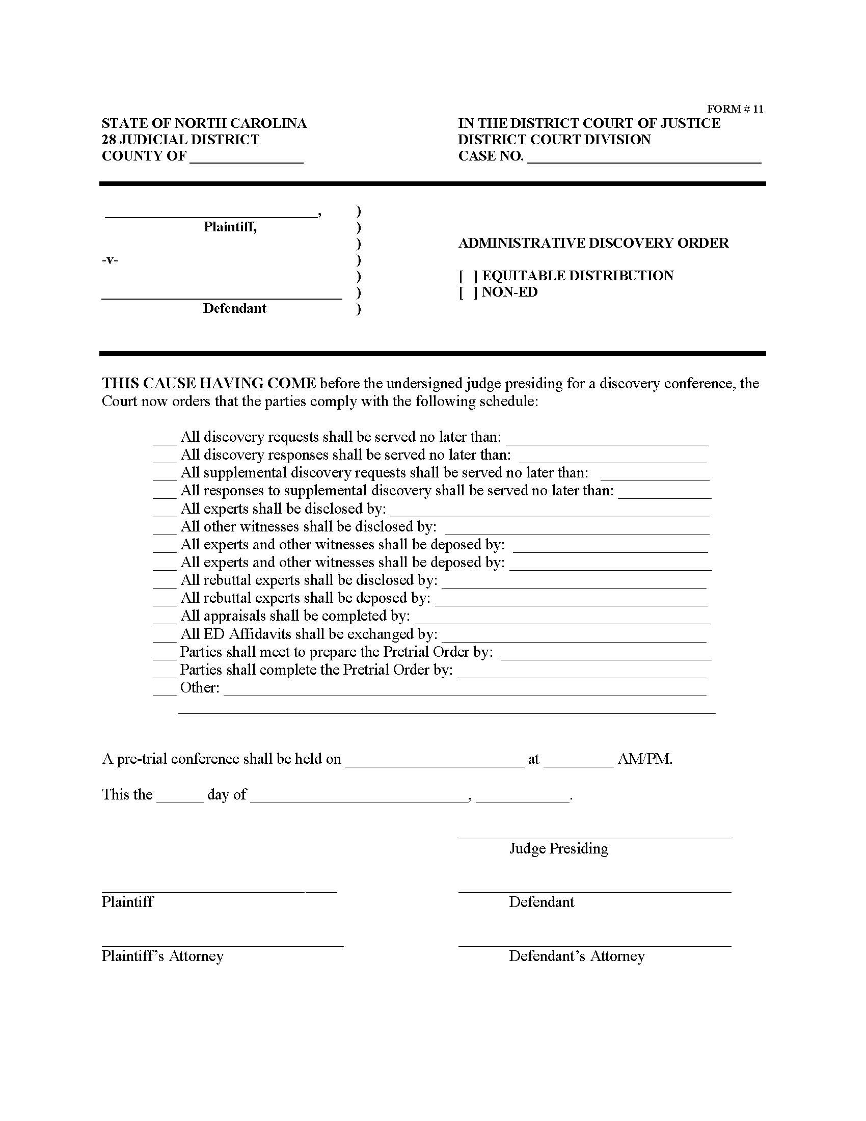 Administrative Discovery Order {11} | Pdf Fpdf Doc Docx | North Carolina