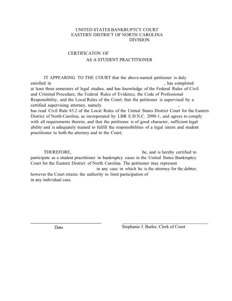 Certification Of Student Practitioner | Pdf Fpdf Docx | North Carolina