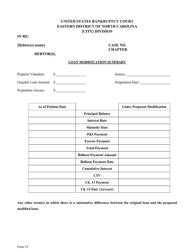 Loan Modification Summary {15} | Pdf Fpdf Docx | North Carolina