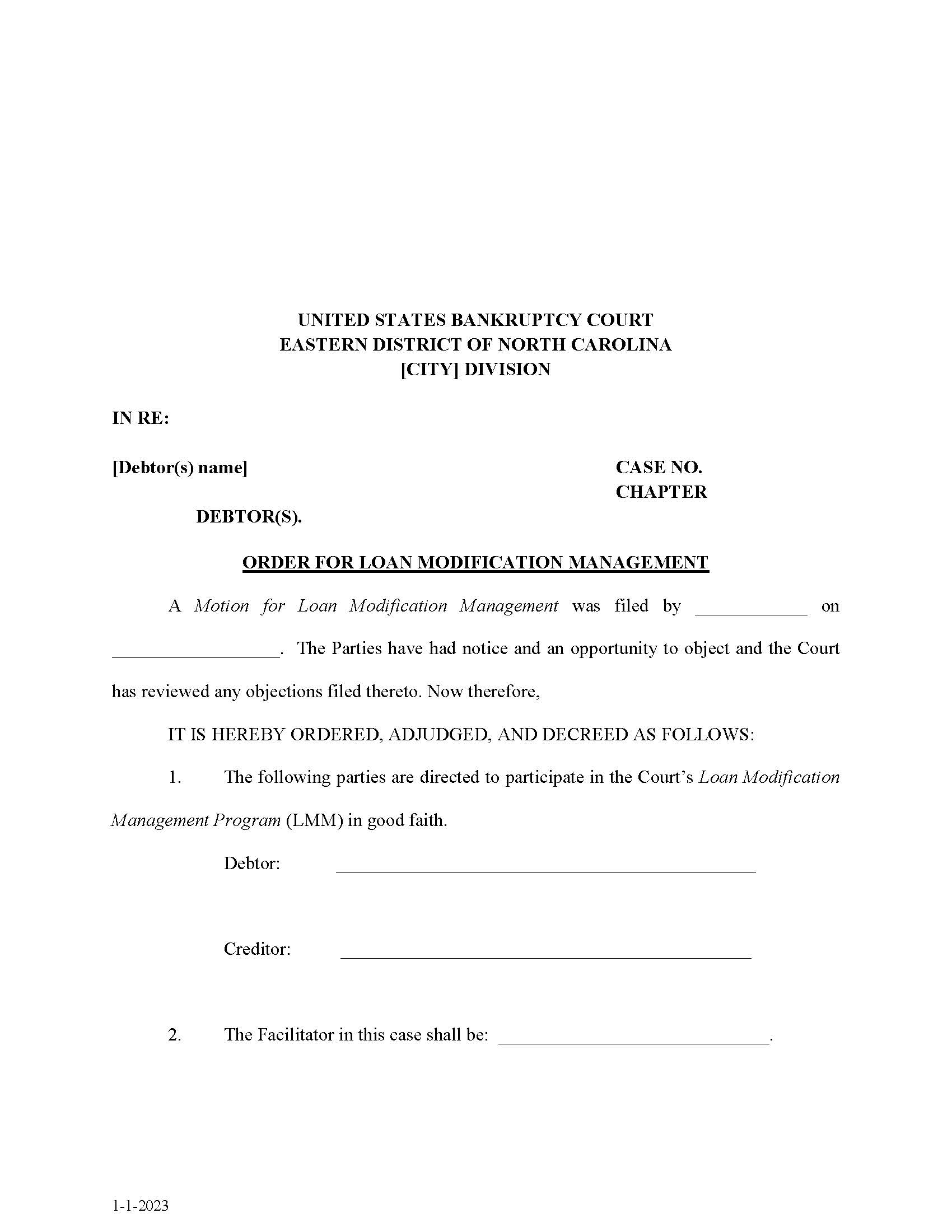 Order For Loan Modification Management {5} | Pdf Fpdf Docx | North Carolina
