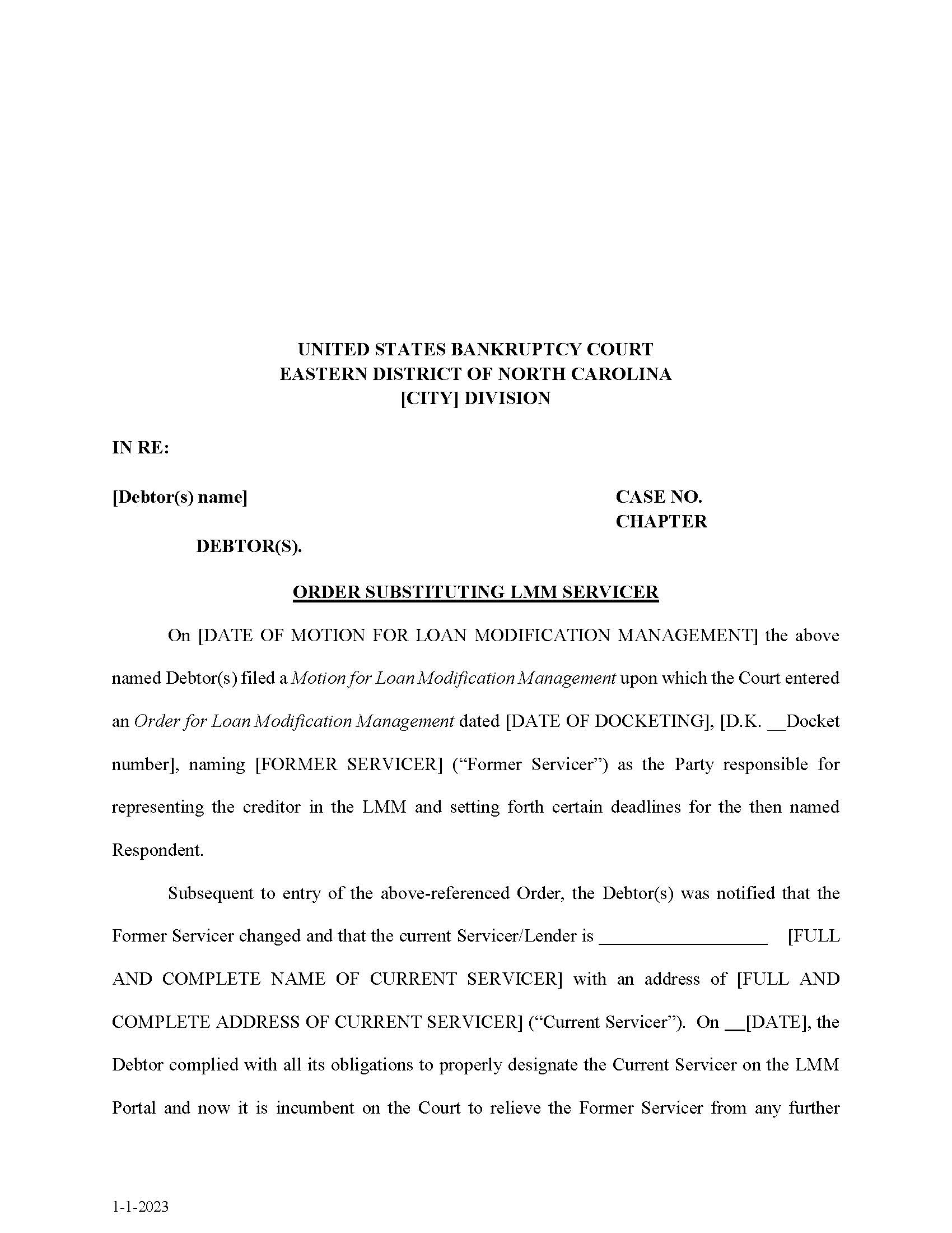 Order Substituting LMM Servicer {6} | Pdf Fpdf Docx | North Carolina