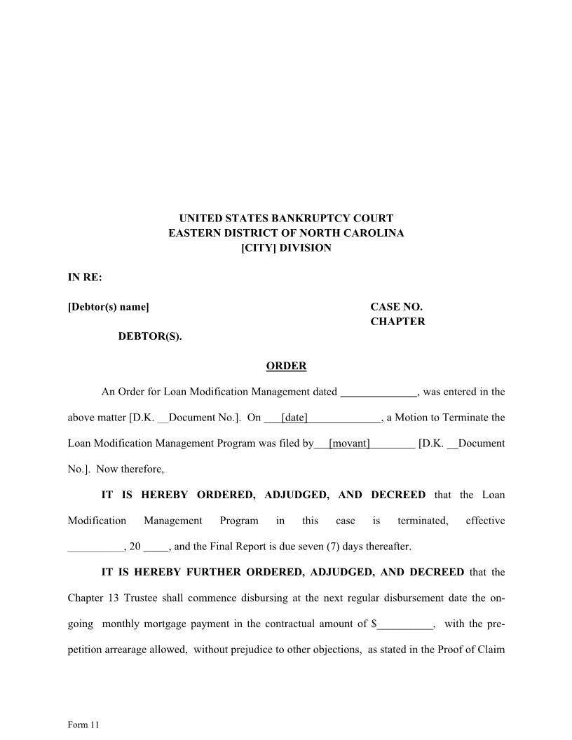 Proposed Order Terminating LMM {11} | Pdf Fpdf Docx | North Carolina