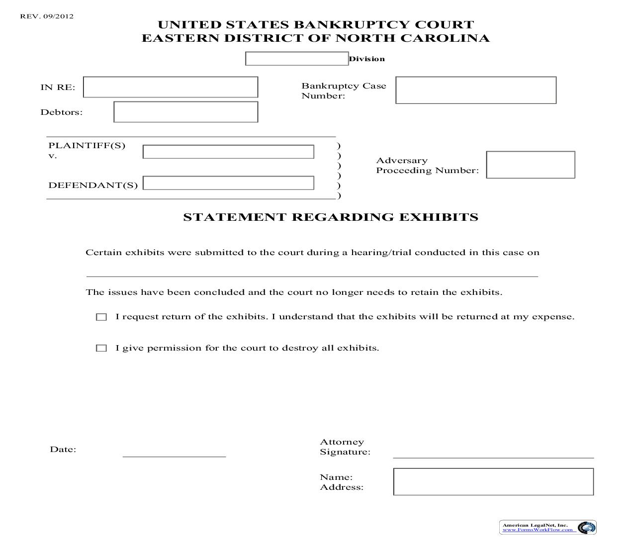 Statement Regarding Exhibits | Pdf Fpdf Doc Docx | North Carolina