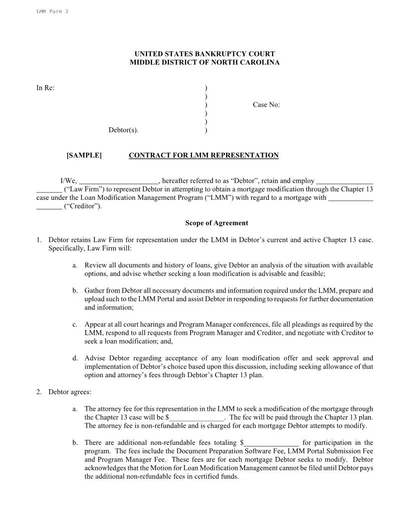 Contract For LMM Representation {LMM 3} | Pdf Fpdf Docx | North Carolina