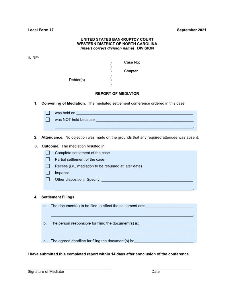 Report Of Mediator {17} | Pdf Fpdf Doc Docx | North Carolina