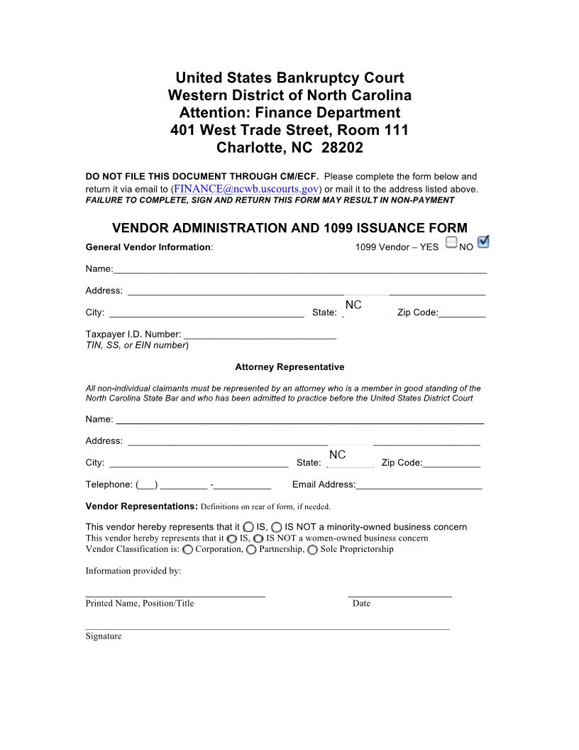 Vendor Administration And 1099 Issuance | Pdf Fpdf Docx | North Carolina