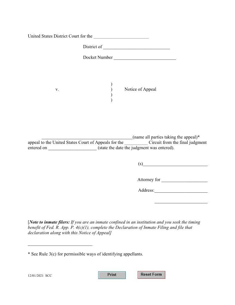 Notice Of Appeal | Pdf Fpdf Doc Docx | North Carolina