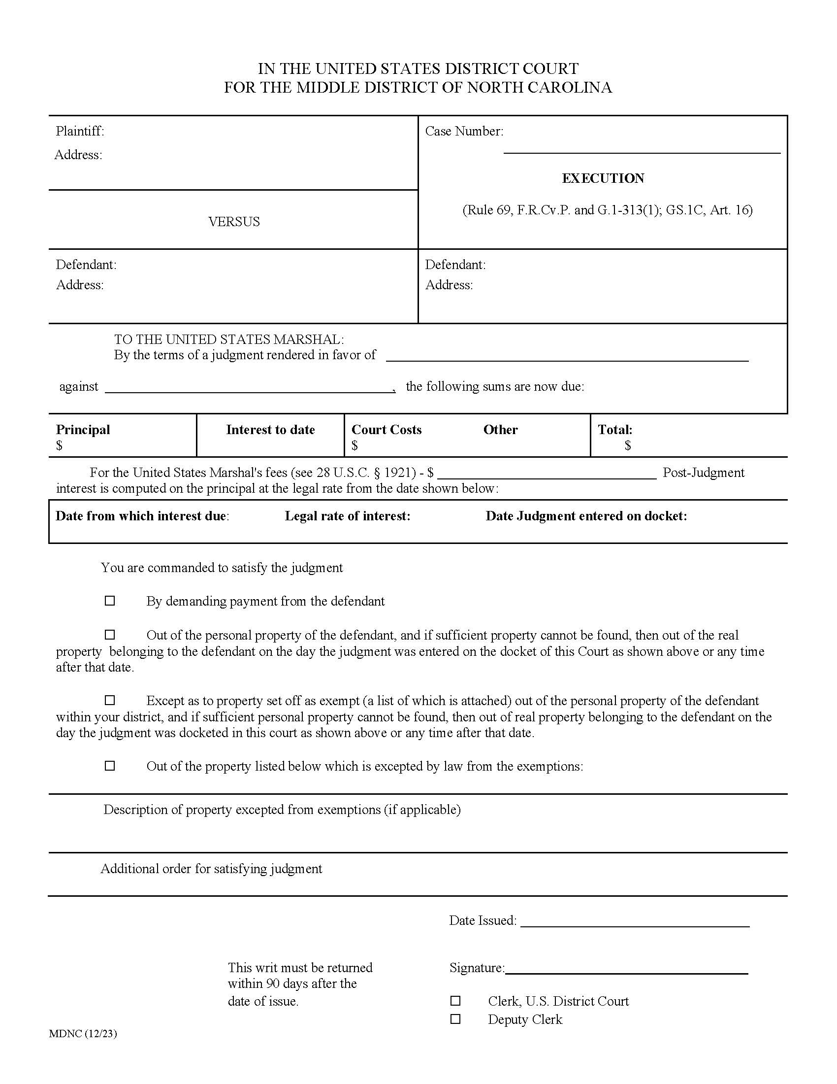 Execution Form | Pdf Fpdf Docx | North Carolina