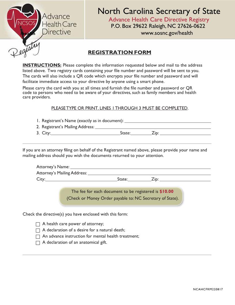 Registration Form | Pdf Fpdf Docx | North Carolina
