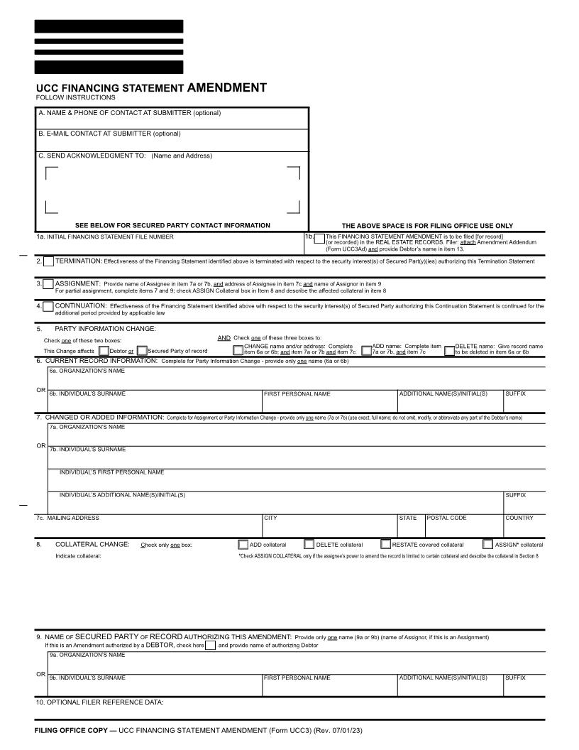 UCC3 Financing Statement Amendment {UCC3} | Pdf Fpdf Doc Docx | North Carolina