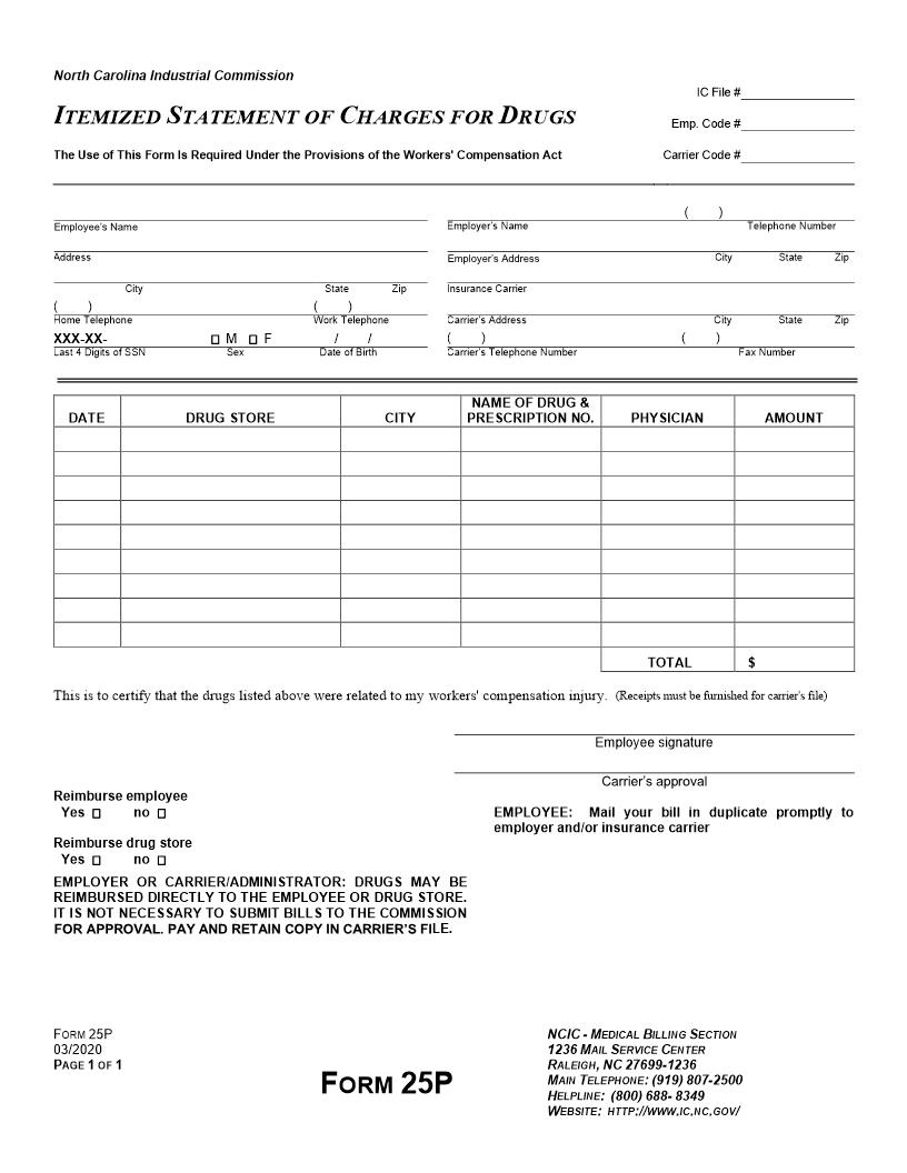Itemized Statement Of Charges For Drugs {25P} | Pdf Fpdf Docx | North Carolina