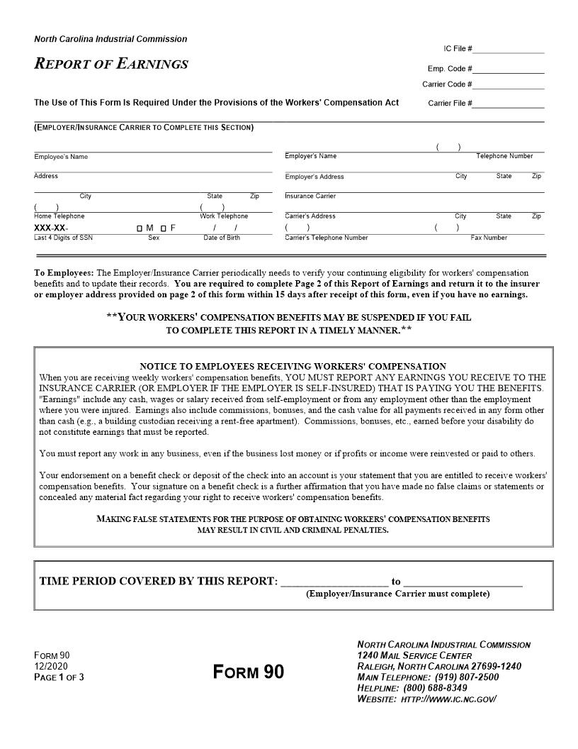 Report Of Earnings {90} | Pdf Fpdf Docx | North Carolina