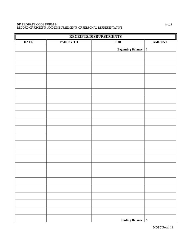 Receipts Disbursements {14} | Pdf Fpdf Doc Docx | North Dakota