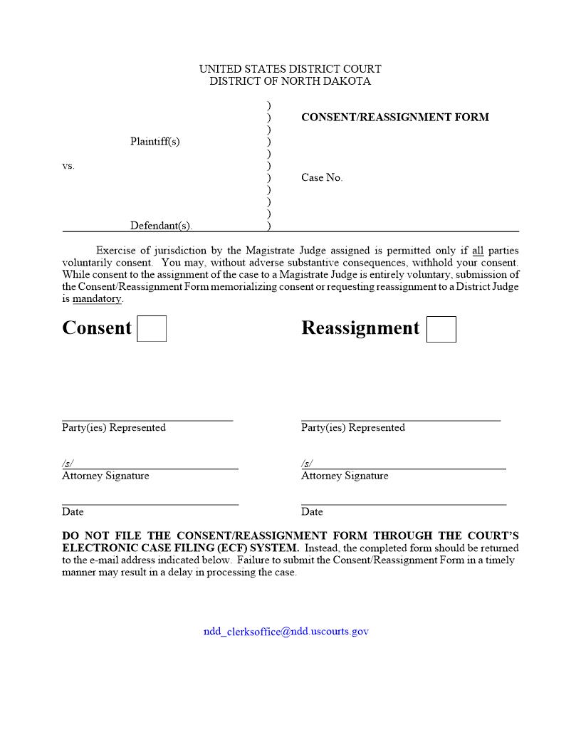 Direct Assignment-Consent-Reassignment Form | Pdf Fpdf Docx | North Dakota