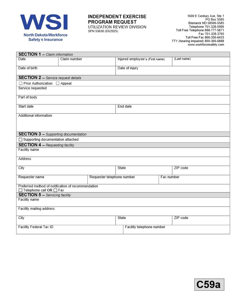 Independent Exercise Request {SFN 53630} | Pdf Fpdf Docx | North Dakota