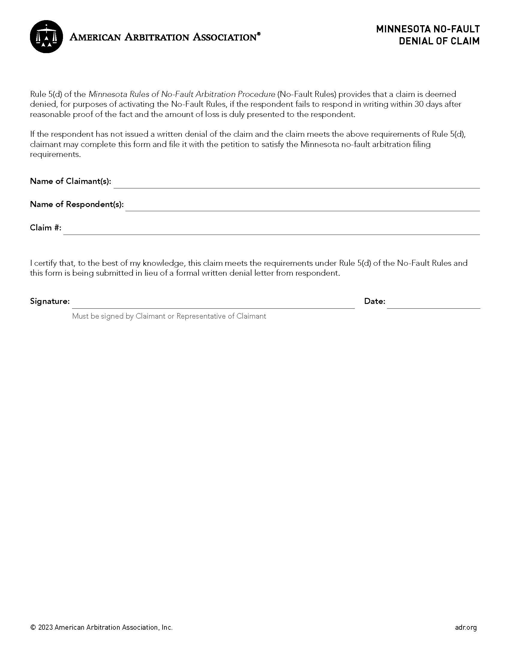 Minnesota No-Fault Denial Of Claim | Pdf Fpdf Docx | Official Federal Forms