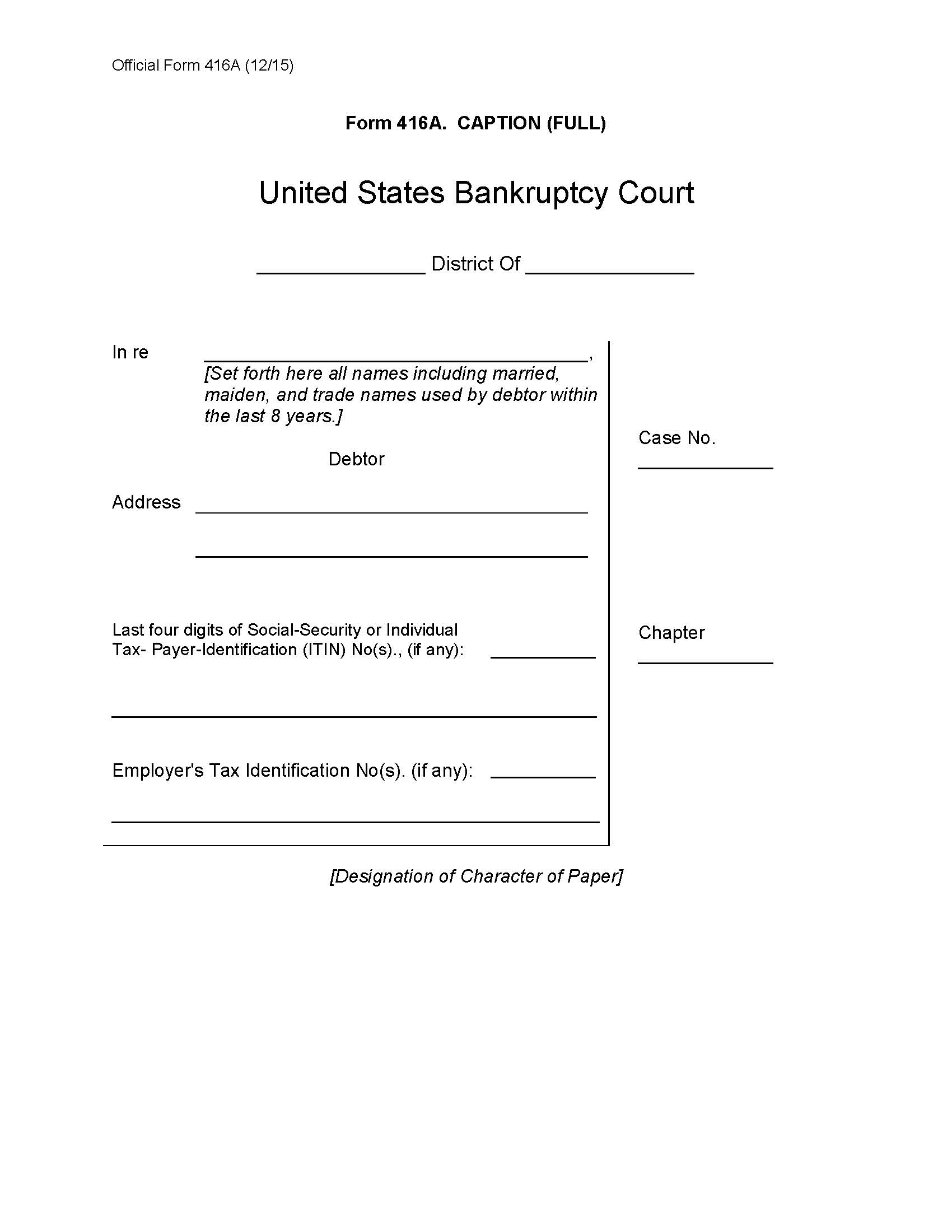 Caption {B416A} | Pdf Fpdf Doc Docx | Official Federal Forms