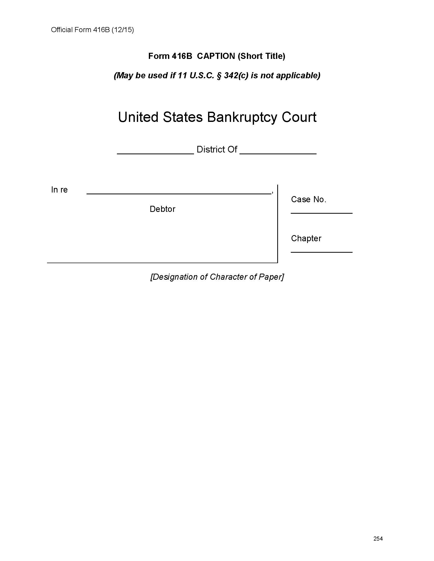 Caption (Short Title) {B416B} | Pdf Fpdf Doc Docx | Official Federal Forms