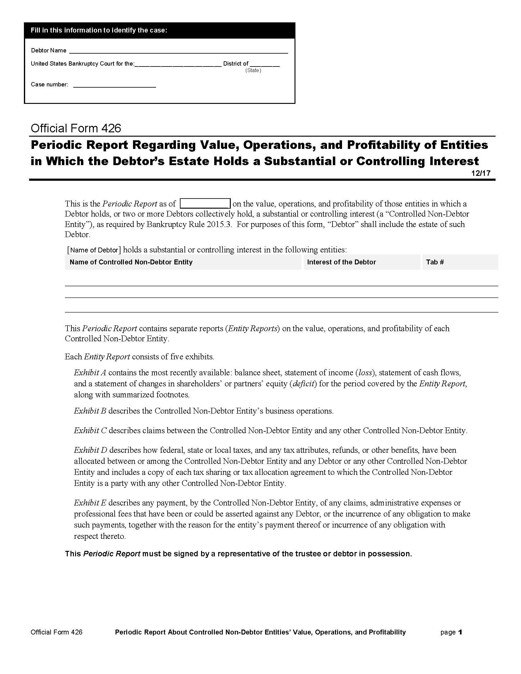 Periodic Report Regarding Value Operations And Profitability Of Entities {B426} | Pdf Fpdf Docx | Official Federal Forms