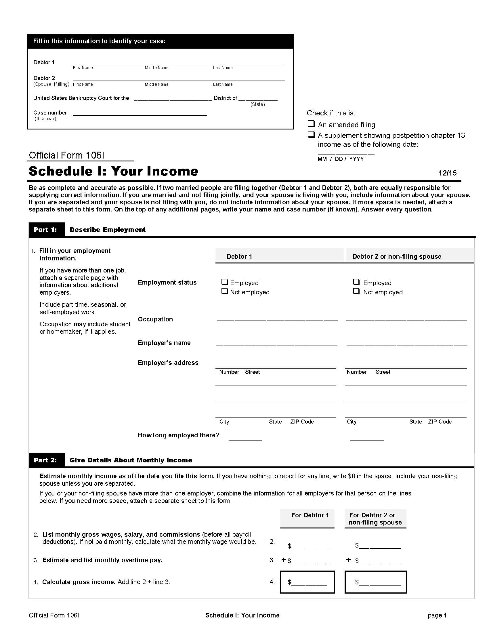 Schedule I-Your Income (Individuals) {B106I} | Pdf Fpdf Doc Docx | Official Federal Forms
