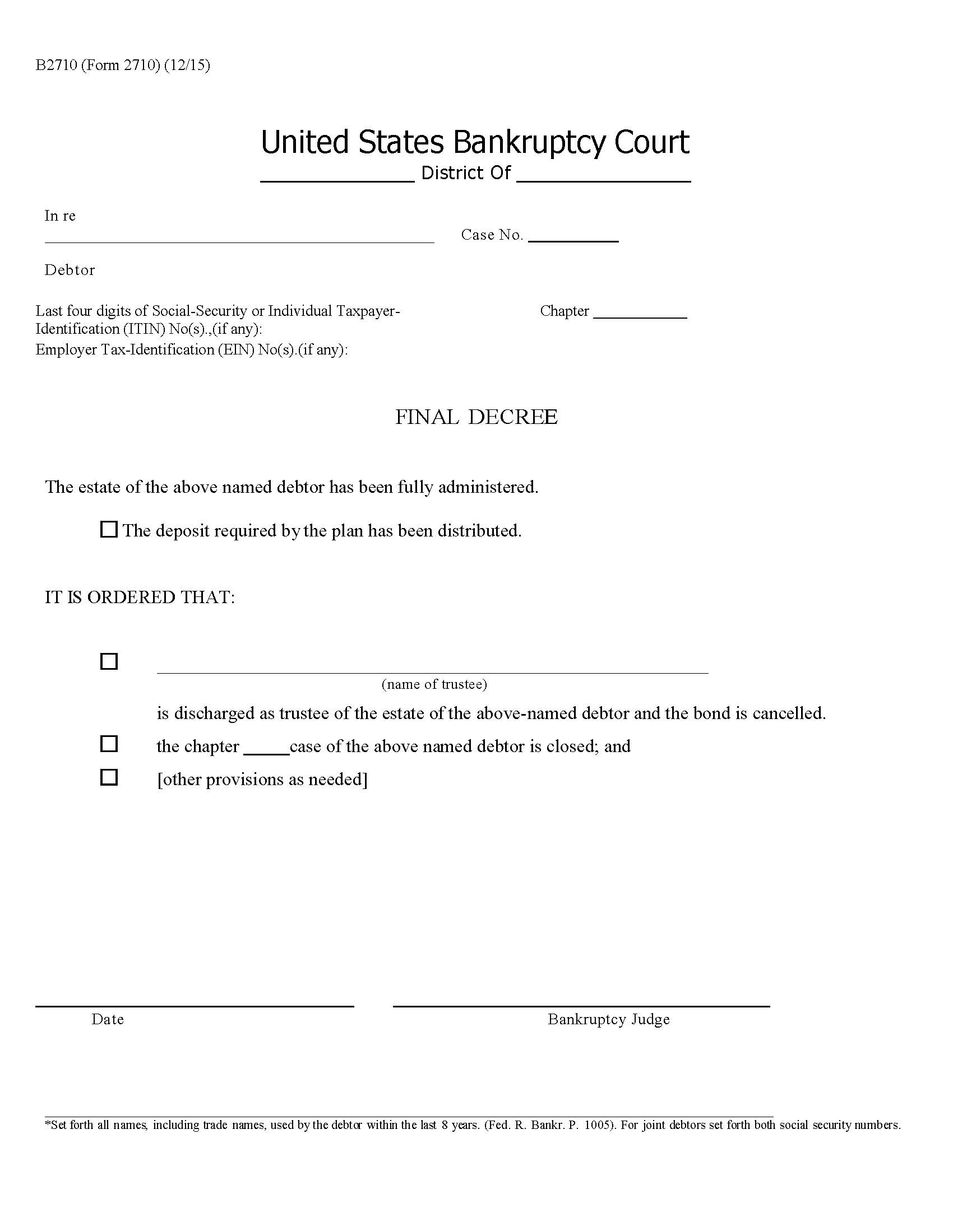 Final Decree {B2710} | Pdf Fpdf Doc Docx | Official Federal Forms