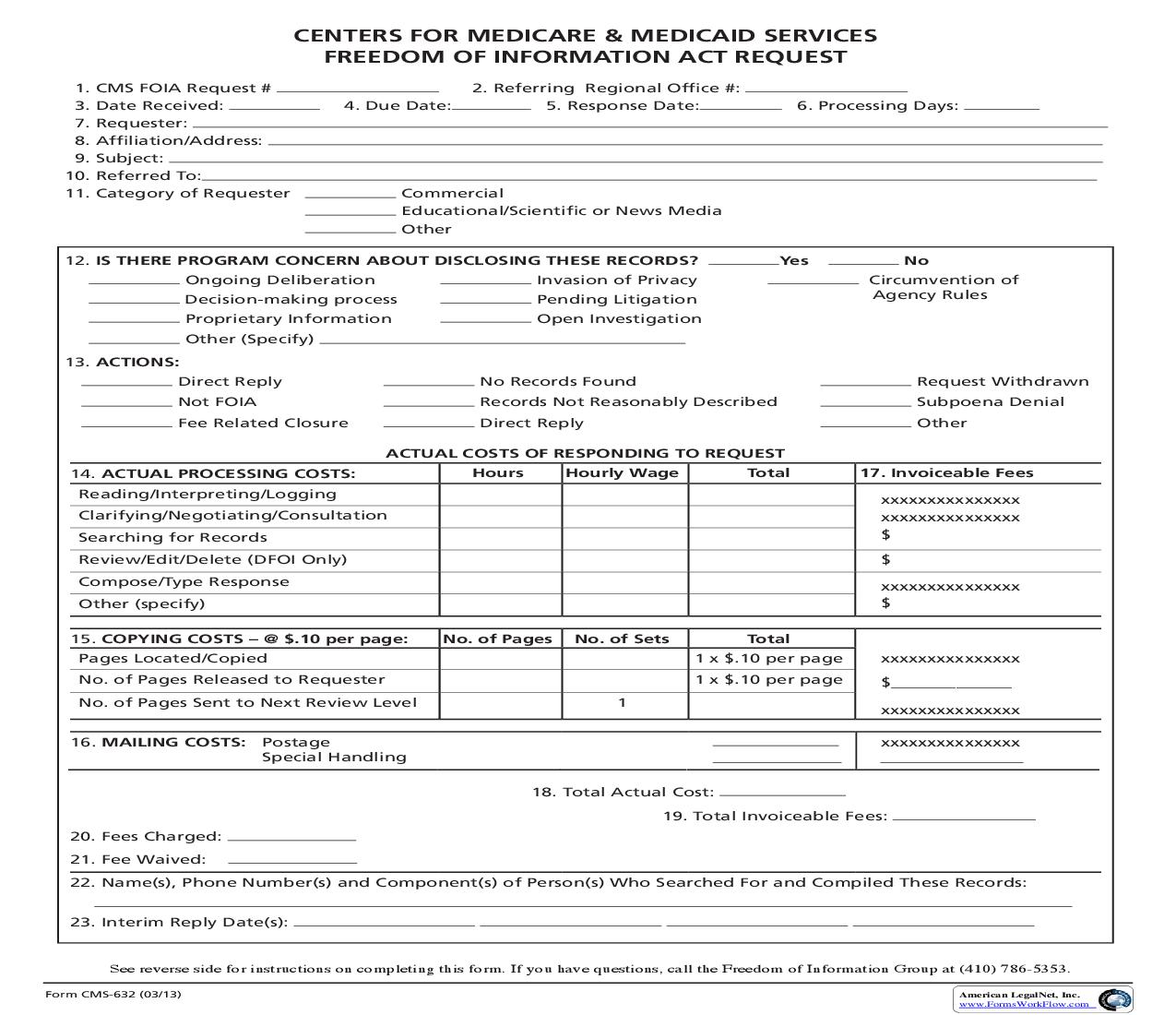 Freedom Of Information ACT Request {CMS-632-FOI} | Pdf Fpdf Doc Docx | Official Federal Forms